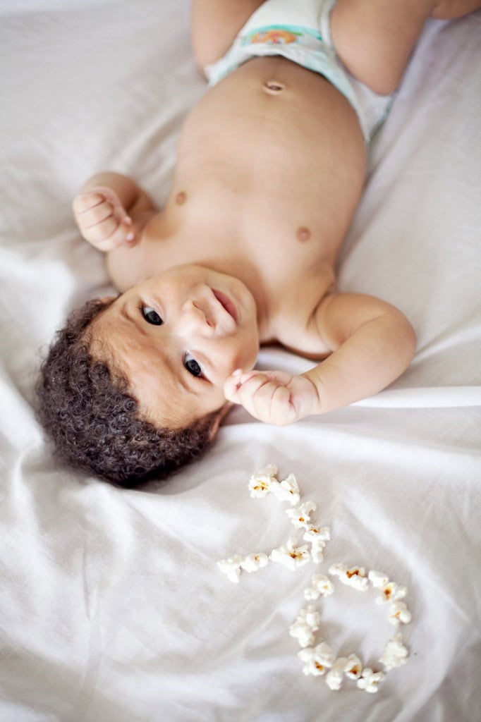 What a great idea! Take a photo of your baby every day next to the number of days old they are. You could even do this once a week or month instead. Love the idea! Number 29 is especially cute.