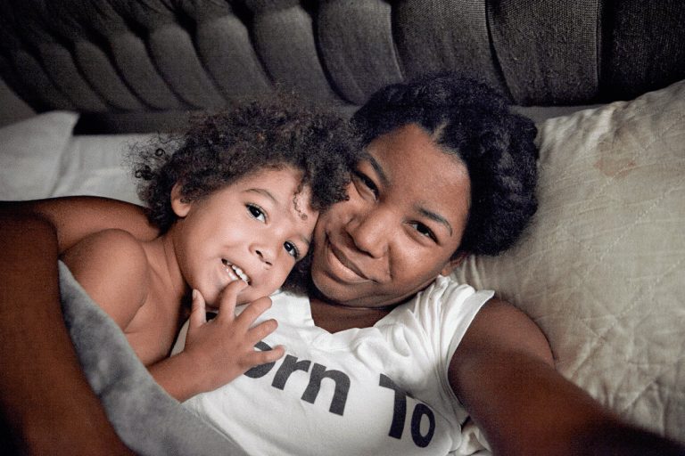 mommy and biracial son